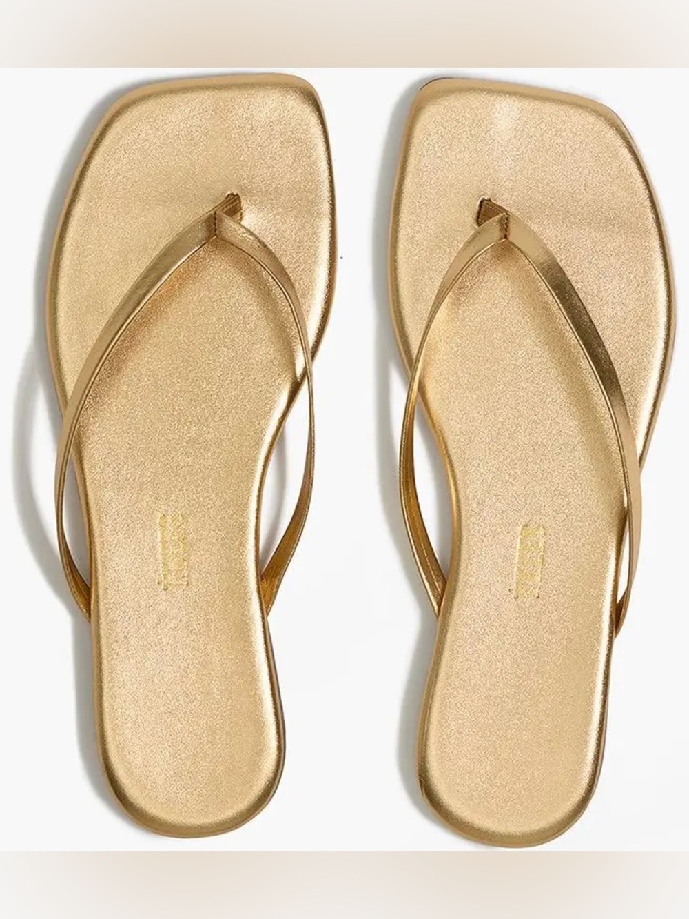 TKEES Metallic Gold Square-Toe Flip Sandals